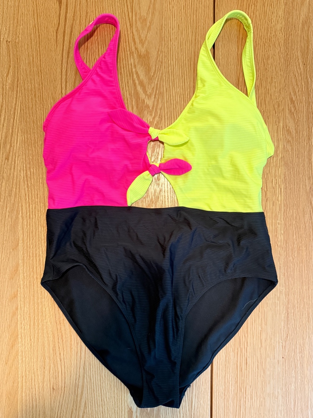 No Boundaries Colorblock Ribbed One Piece Swimsuit XL 15-17